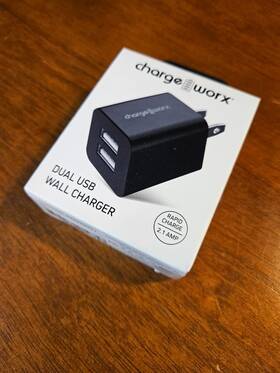 Charge Worx 643620019757 Chargeworx Dual Usb Wall Charger 2.1 Amp Output Fast