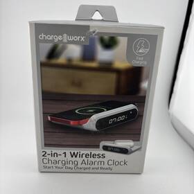 Tzu4541 Chargeworks Chargeworx 2-in-1 Wireless Charging Alarm Clock 10w Fast Charger New