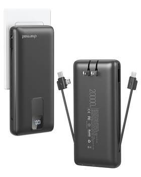 Charmast 973369742109 Portable Charger With Built-in Cables And Wall Plug 20000mah 20w Us