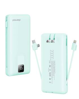 Charmast 973369743687 Portable Charger With Built-in Cables And Wall Plug 20000mah 20w Us
