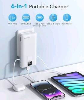 C2046s Charmast White Model 20000 Powerbank Built In Cables Iphone Android Brand New