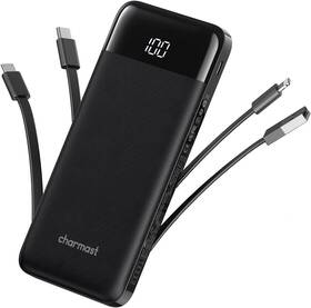 R25359 Charmast Portable Charger With Built In Cables Power Bank Cords Black