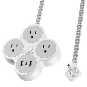 Ps301cu-us Chicnod 6-in-1 Wall Mount Power Strip With 3 Ac Outlets 2 Usb Ports 1 Type-c Port
