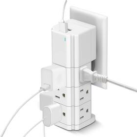 Cpaz900-034 Ciao Tech 9 Outlet Extender With 2 Usb Ports - Multi Plug Wall 540 Joules S