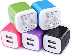 Ciqily Usb Wall Charger Charging Block 5 Pack 2.1a Plug Portable Power