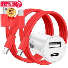 C25-3ftrd Citelect Usb C Car Charger For Iphone 17 16 15 Pro Max 40w Dual Port Usb-c And 3ft Red