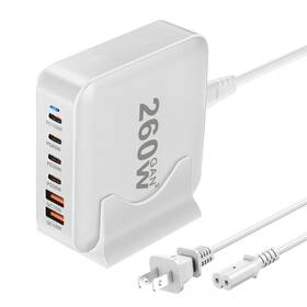 Civie 708924596592 260w Usb C Charger Block Gan Iii Desktop Charging Station 6 Ports Qc4.0 F