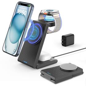 Gd30301 Ciyoyo 3 In 1 Wireless Charging Station Foldable Magnetic Charger Stand For