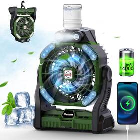 X29a-g Clemas Camping Fan With Mister Rechargeable Long Lasting Portable Battery Powered