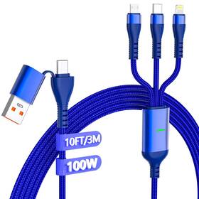 Cf-usb-12 Clickfish 100w Multi Charging Cable Usb C To Charger Nylon Braid... Fast Ship