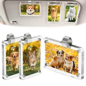 X3.55 Cllycnny 739503918672 Car Picture Holder - 3 Pcs Magnetic Sun Visor Photo Clip 2.37 Inch Acry