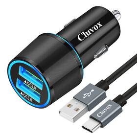 Cluvox 639510893606 Fast Dual Usb Car Charger For Samsung Galaxy A Series With Type C Cable
