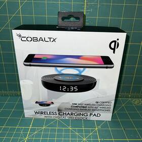 Wc1800 Cobaltx Universal Qi Wireless Charging Pad With Digital Led Clock New B10