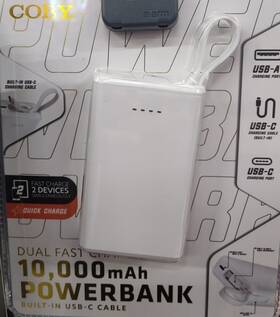 Xbb8-0180-wht Coby De 10 000mah Power Bank 000mah. Cuenta Con Un Cable Carga Usb-c Incorporado. P