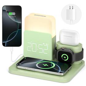 Colsur 699838480209 Wireless Charging Station 7 In 1 Charger Stand With Dual 25w Green