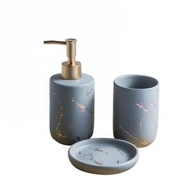 Mqsy528026 Comeon 7092182 Ceramics Creative Golden Black Marble Pattern Bathroom Accessories Set