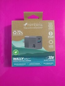 Compact Dual Wall Charger 30w Pd Fast Charging Nimble Wally Mini New Ship