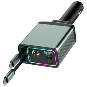 Conetle 656089581536 4-in-1 Retractable Car Charger Dual Type-c With 2.62ft Cords And U