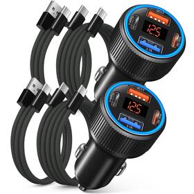 Costyle Pr120607 65w 4 Port Super Fast Type C Car Charger Usb For Samsung S25 2-pack Black