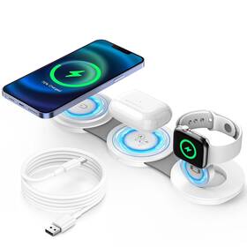 Cshidworld Llc 445016238260 Wireless Charger For Iphone 3 In 1 Charging Station Devices 15w Fas