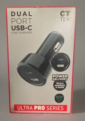 Ct Tek 194283654866 30w Dual-port Usb Type-c Car Charger Ultra Pro Series Pd And Qc 3.0 Rapid Charge