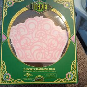 Culturefly 840492303544 New Wicked Glindas Crown Pink Charging Hub 3-port 2 Usb-a / 1 Usb-c