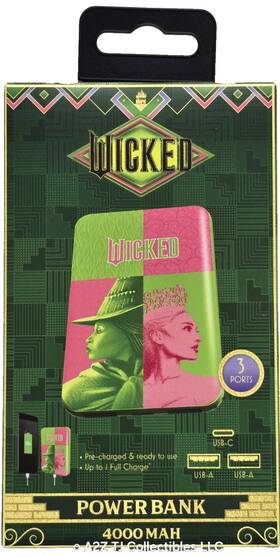 30352 Culturefly & Universal City Studios Wicked Glinda And Elphaba Power Bank 4000 Mah 3 Ports Usb C Pre-charged
