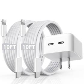 Curvologys01 Curvologys 736724888081 Iphone Fast Charger 40w Dual Usb-c Quick Wall 10ft C-l White