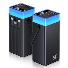 22.5w Cuzar 774882507369 Bank 60000mah Fast Charger With Built-in Cables For Iphone Samsung