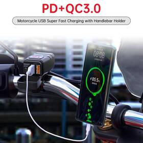 S006-101 Darupsun Motorcycle Usb Fast Charging Handlebar Holder Pd Qc3.0 Charger Socket Waterproof