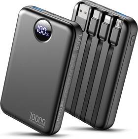 Daximen Shenzhen Technology Co. Ltd 726084467583 Portable Charger 10000mah Power Bank With 4 Built-in Cables Led Display Compact