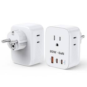 Vb-utu1a2c20 Dazana 2 Pack Germany France Travel Power Adapter Type E F Plug Usb C With 3