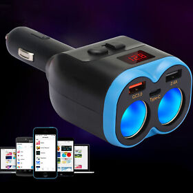 Dc 12v Dual Usb Charger Power Adapter Car Lcd Cigarette Lighter Socket Splitter