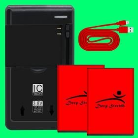 U102ac Deep Stretch 2x 1550mah Battery Universal Charger Cable F Cricket Debut Flip Cellphone