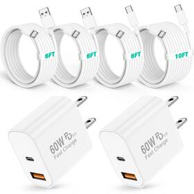 Xhd-ac60 Deloni 60w Usb C Fast Charger For Iphone 17/16/15 Pro Max 2-pack Pd 3.0 Dual