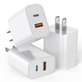 Te2107h Deltucci Usb C Charger Block 3pack 20w Dual Port Wall Plug Fast Charging
