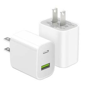 Dengwenqiang 764725160066 2 Pack Usb C Charger Block Dual Port Type Wall Fast Charging 20w Po