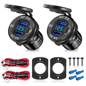 A210702-1 Depvko Upgraded 2pcs 12v/24v Usb Outlet With Voltmeter& On/off Switch Quick Charg