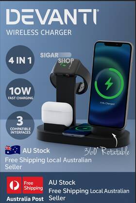 Devanti 313099797783 4 In 1 Wireless Charger Multi-function Station For Phone Airpods Watch