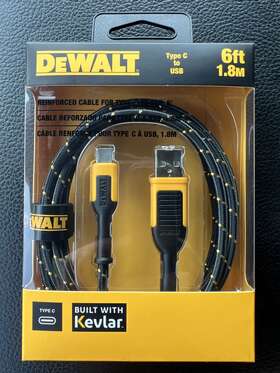 Dxms1311348 Dewalt 6 Phone Charger Usb-a To Usb-c Reinforced Braided Cord