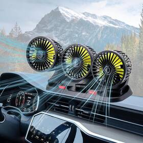 F0221-cs Dicross Triple-head Fan For Car Portable Ac With 360 Rotation Cigarette Lighte