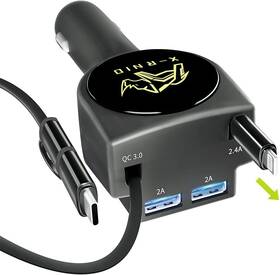 Digital 313045410469 Retractable Car Charger Fast Charge 3.1a 47w Cables 3ft And 2 Us