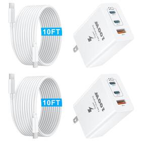 Dihines 198168573600 Usb C Fast Charger Block 100w 3-ports Type Wall Compact Gan Multipo
