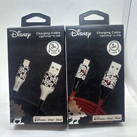 Disney 608707680428 2- Mickey Mouse Lighting To Usb - 3 Foot Charging Cable Iphone New