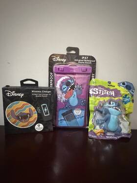 Disney Dwc2560 Stitch Qi 10w Fast Wireless Charger Ipx7 Self-floating Phone Pouch