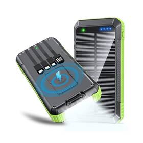 Sd28-green Djkk Solar Power Bank Wireless Charger 33800mah Built In 4 Cables And Le... Fast Ship
