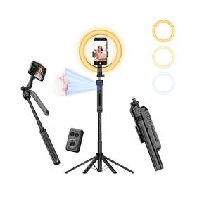 Dmywb-dz0015-a1 Dmywb Auto Face Tracking Self Stick Tripod For Iphone With 10 Inch Ring Light Hands-fre