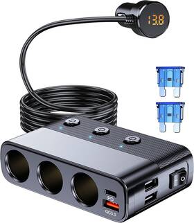 Dongguan Deruichen Electronics Co. Ltd. 445044296218 7 In 1 Cigarette Lighter Splitter Lihan 3 Socket Car Charger Adapter Type-c Qc