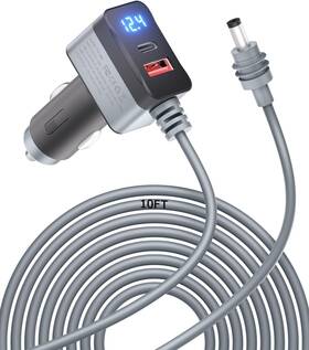 Dongguanshi Qimingshidai Keji Youxian Gongsi 744110222654 3-in-1 Starlink Mini 12v Car Charger Cable 10ft With Digital Display Usb-c Pd 3