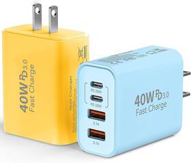 Xd18w2 Duloch Usb C Wall Fast Charger Block 40w 4-port Type Blue Yellow